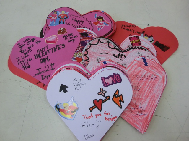 マロニー小学校からバレンタインカード